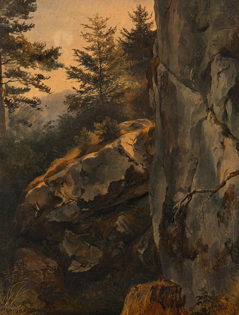 Friedrich August Matthias Gauermann - Landschaft mit Felswand (Dürre Wand)