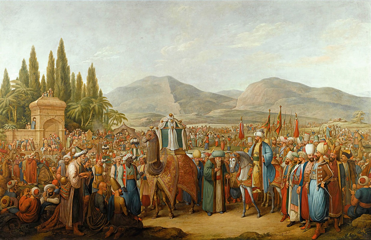 Georg Emanuel Opiz - The arrival of the Mahmal at an oasis en route to Mecca