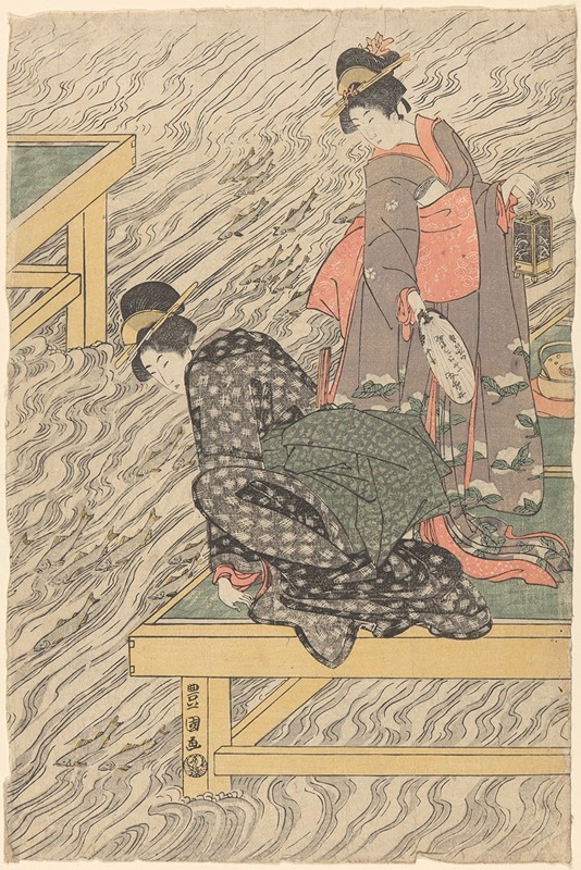 Toyokuni Utagawa - Women on Wharf Watching Fish