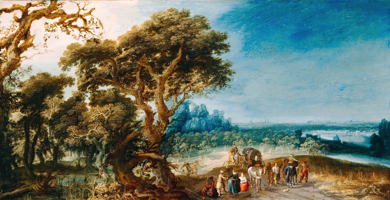 Jacob van Geel - Landscape with a Carriage Hold-Up