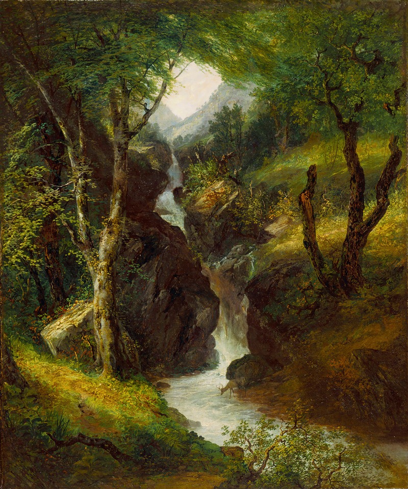 John Frederick Kensett - Cascade in the Forest