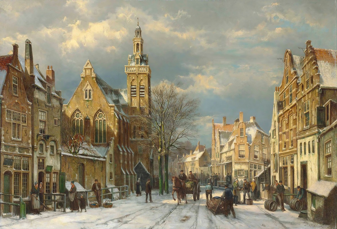 Willem Koekkoek - A winter’s day in a sunlit street