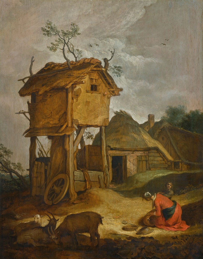 Abraham Bloemaert - Farmyard with dovecote