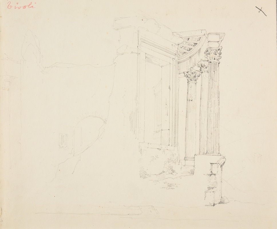 Jacques-Raymond Brascassat - Vue des vestiges du temple de Vesta à Tivoli
