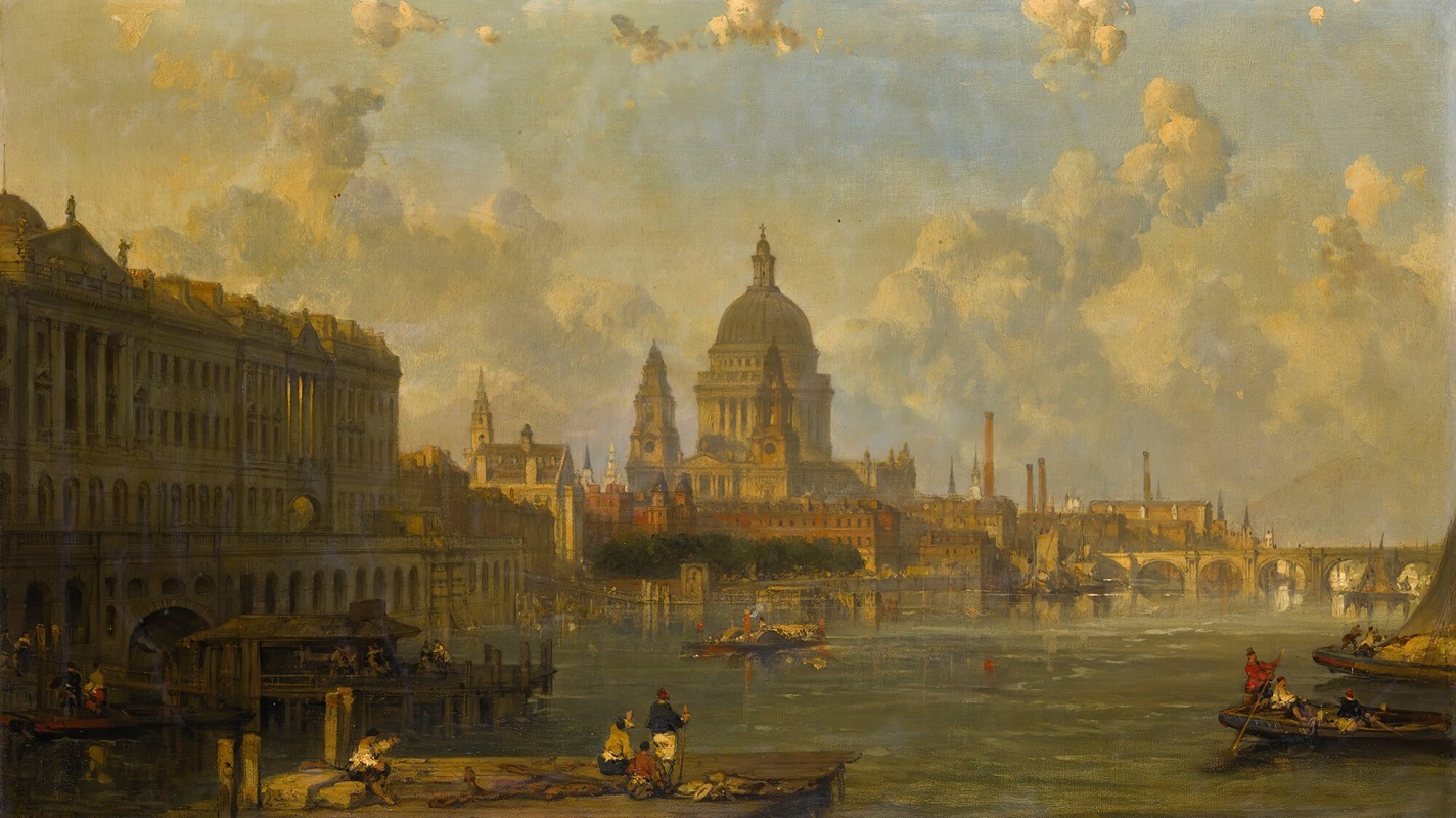 David Roberts - View From Waterloo Bridge, Embracing St. Pauls, Somerset House And Temple