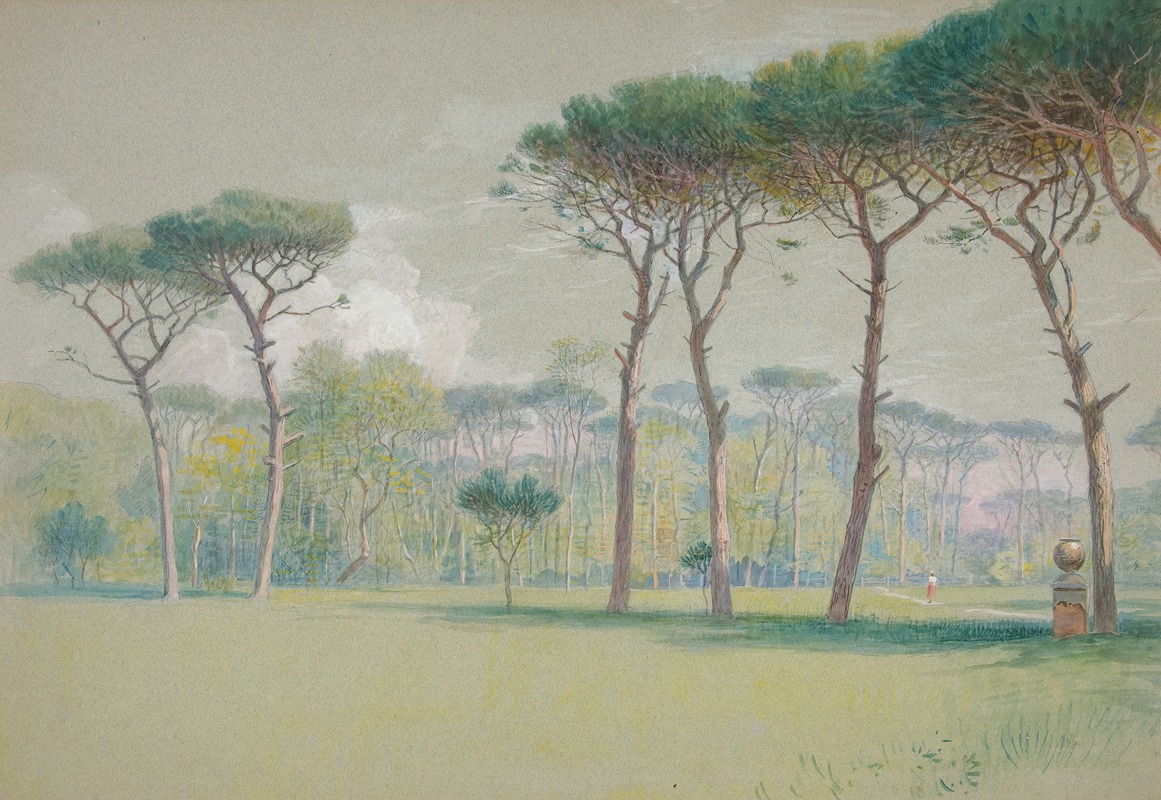 Edwin Austin Abbey - Castel Fusano; Landscape – vast lawn and trees