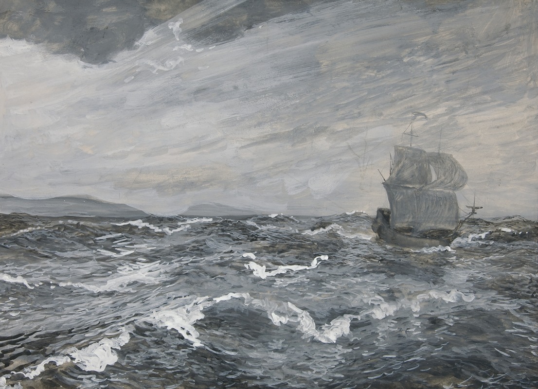 Edwin Austin Abbey - Seascape with sailing boat