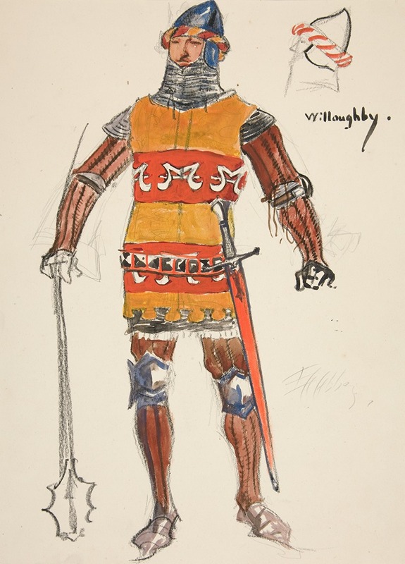 Edwin Austin Abbey - Willoughby, costume sketch for Henry Irving’s Planned Production of King Richard II