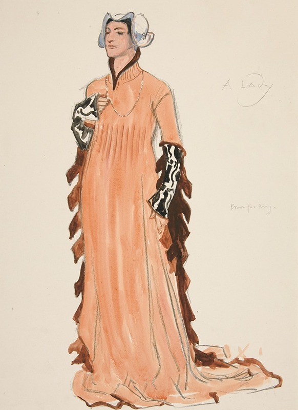 Edwin Austin Abbey - A Lady, costume sketch for Henry Irving’s Planned Production of King Richard II