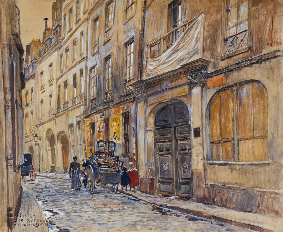 Frédéric Houbron - Entrée de l’ancien cimetière Saint-André, 13 rue Suger, en 1906. 6ème arrondissement