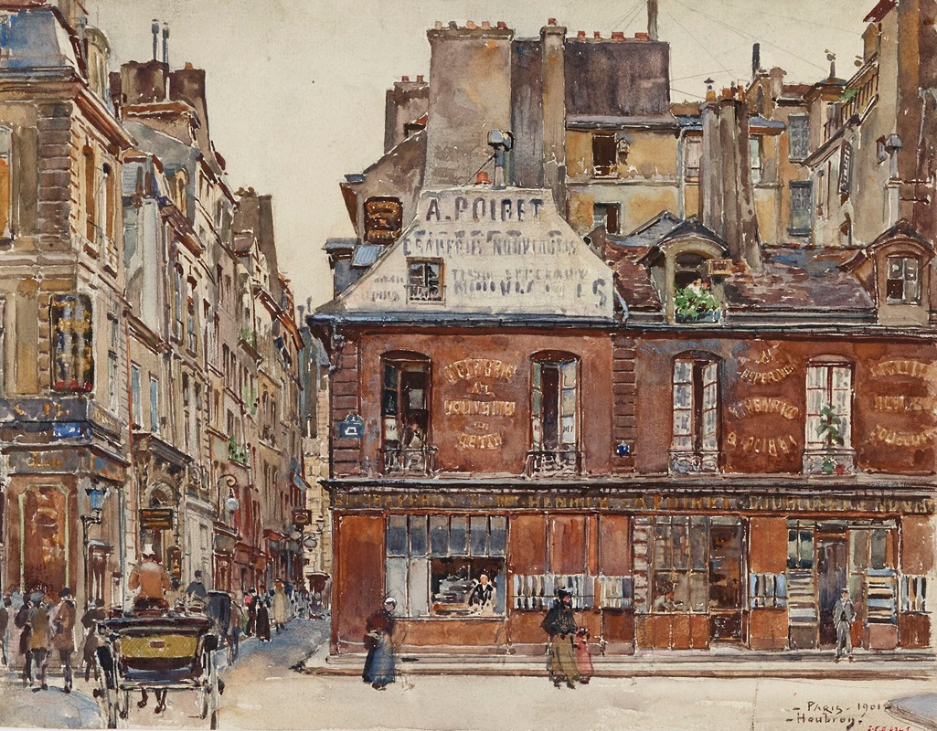 Frédéric Houbron - La rue Sauval, vue de la rue Saint-Honoré, en 1901. 1er arrondissement