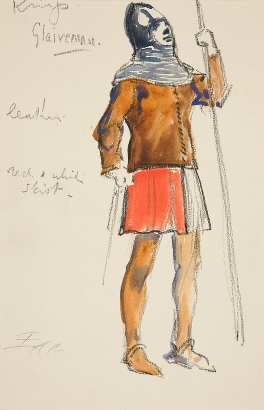 Edwin Austin Abbey - Glaiveman, costume sketch for Henry Irving’s Planned Production of King Richard II