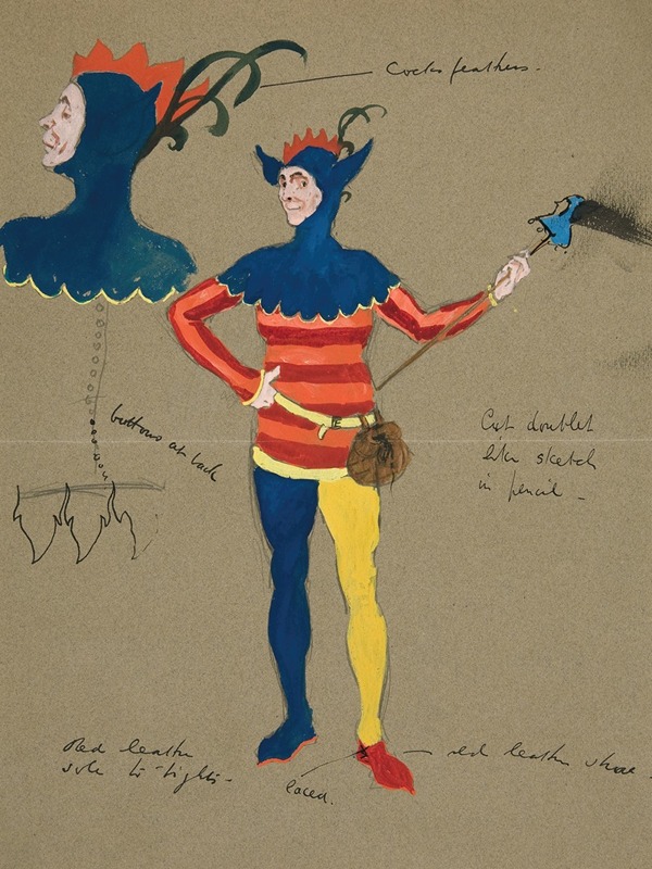 Edwin Austin Abbey - Jester, costume sketch for Henry Irving’s Planned Production of King Richard II