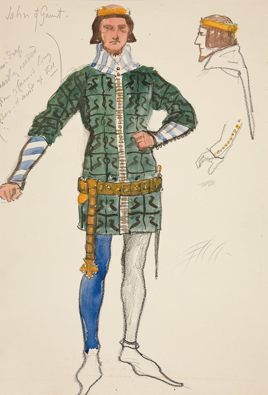 Edwin Austin Abbey - John of Gaunt, costume sketch for Henry Irving’s Planned Production of King Richard II