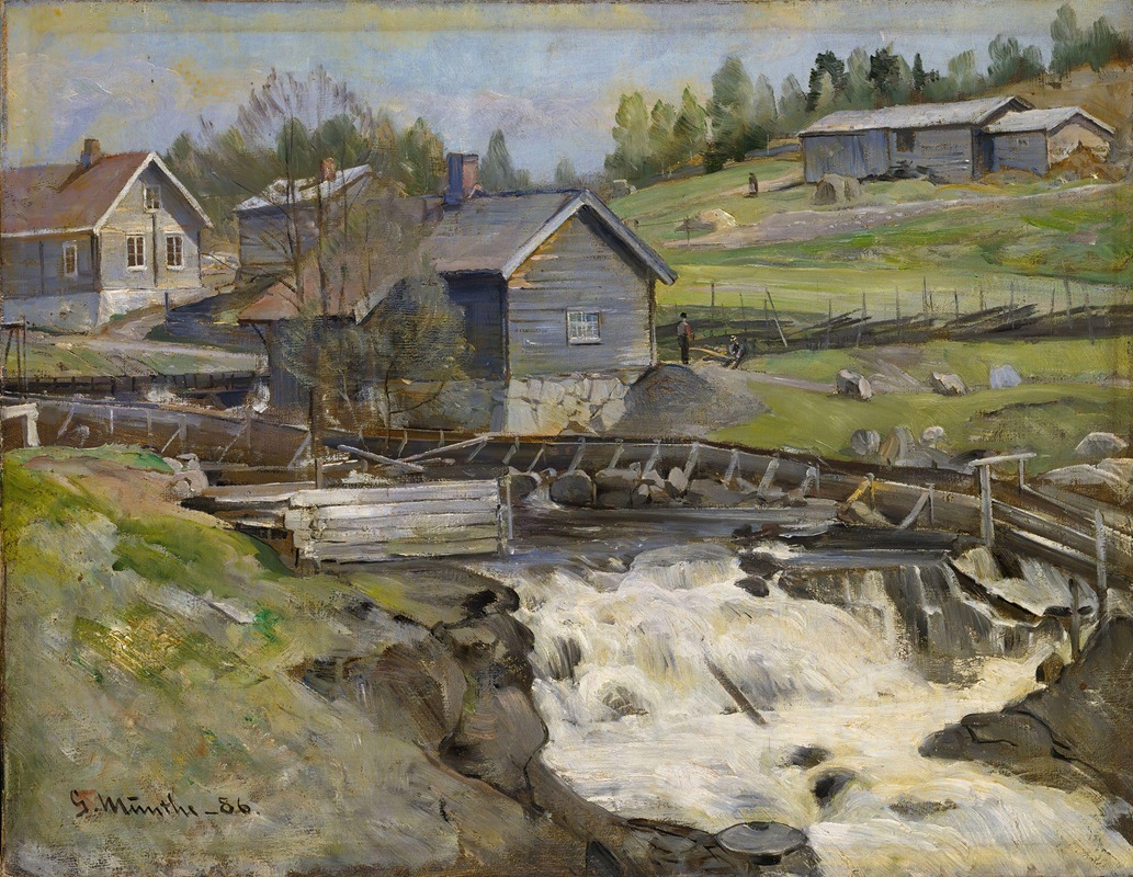 Gerhard Munthe - Waterfall at Stange in Hedmark