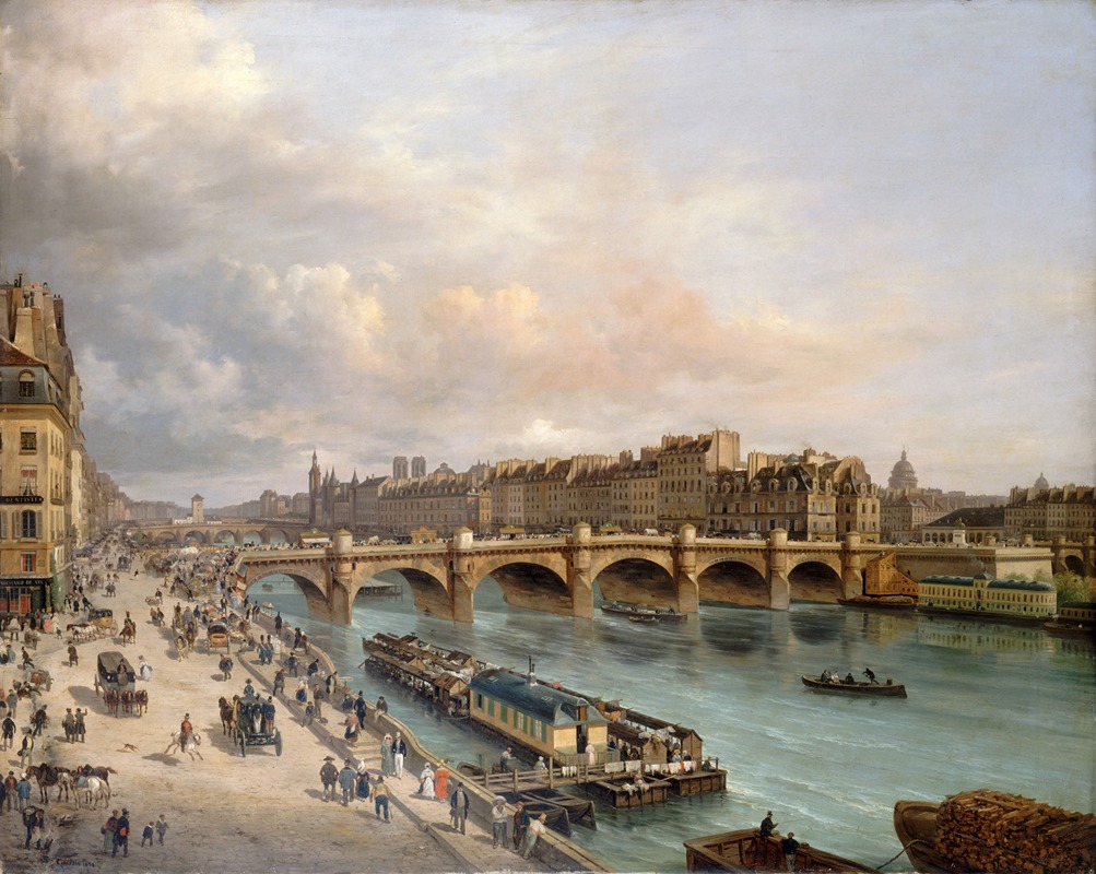 Giuseppe Canella - La Cité et le Pont-Neuf, vus du quai du Louvre