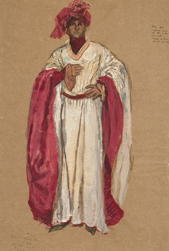 Edwin Austin Abbey - Unidentified man in a red robe, costume sketch for King Richard II