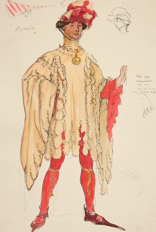 Edwin Austin Abbey - Aumerle, costume sketch for Henry Irving’s Planned Productino of King Richard II