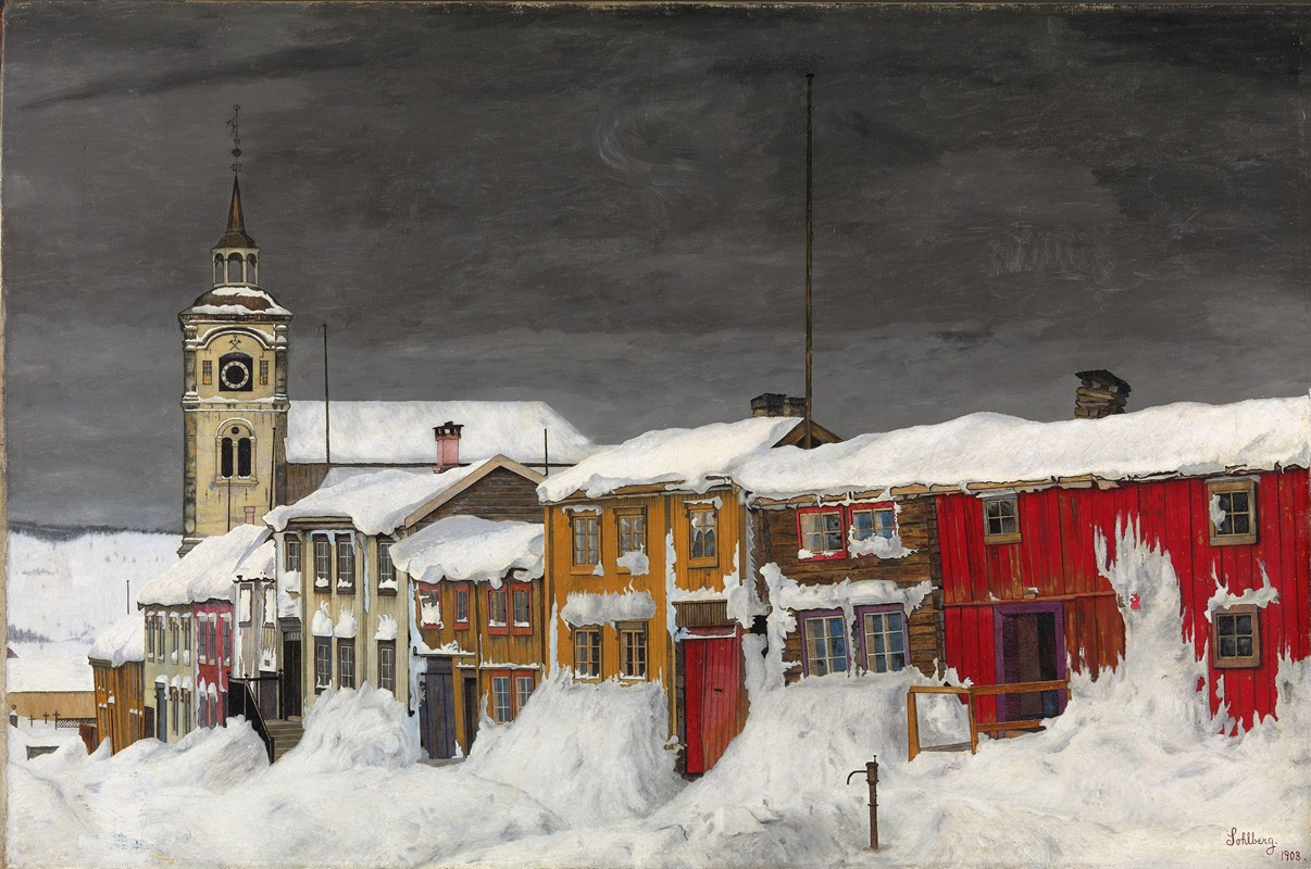 Harald Sohlberg - Street in Røros in Winter