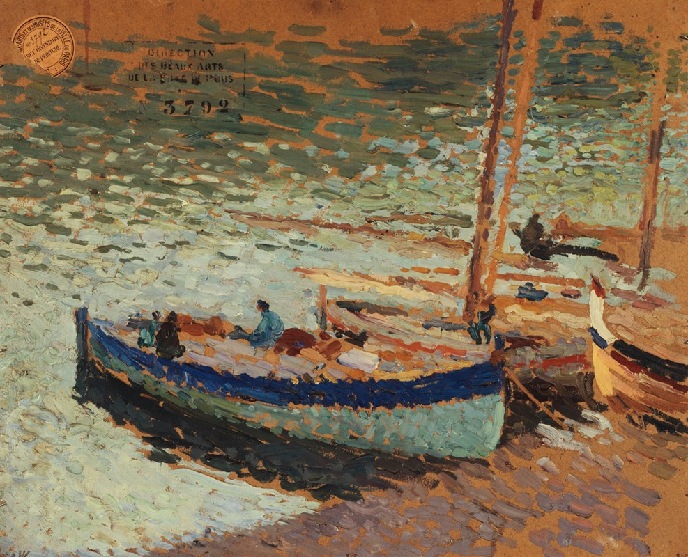 Henri Martin - Bouquet de bleuets – Barques au port