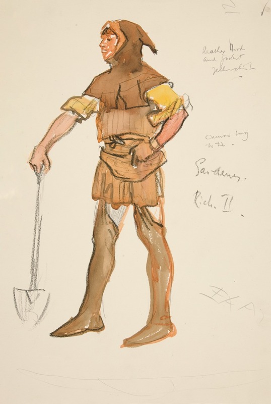 Edwin Austin Abbey - Gardener, costume sketch for Henry Irving’s 1898 Planned Production of Richard II