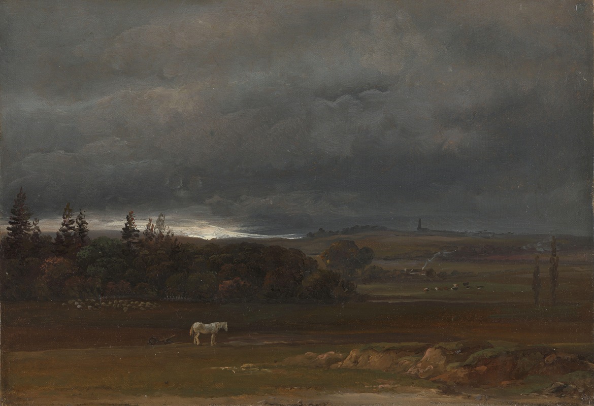 Johan Christian Dahl - Fields near Dresden with a white Horse