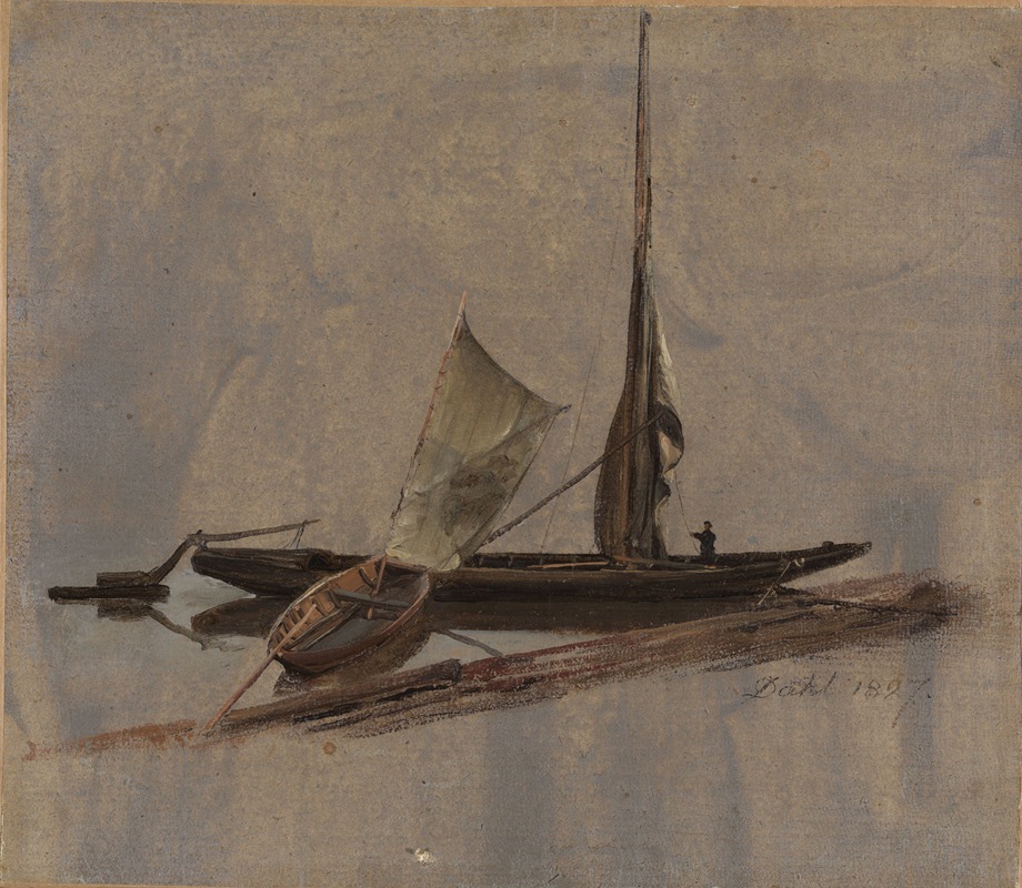 Johan Christian Dahl - Two Sailing-Boats at the Elbe
