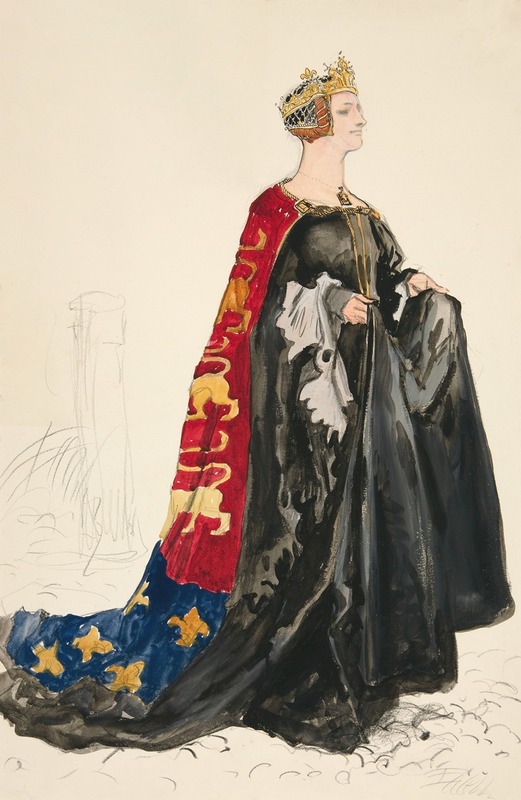 Edwin Austin Abbey - The Queen (in black), costume sketch for Henry Irving’s 1898 Planned Production of Richard II