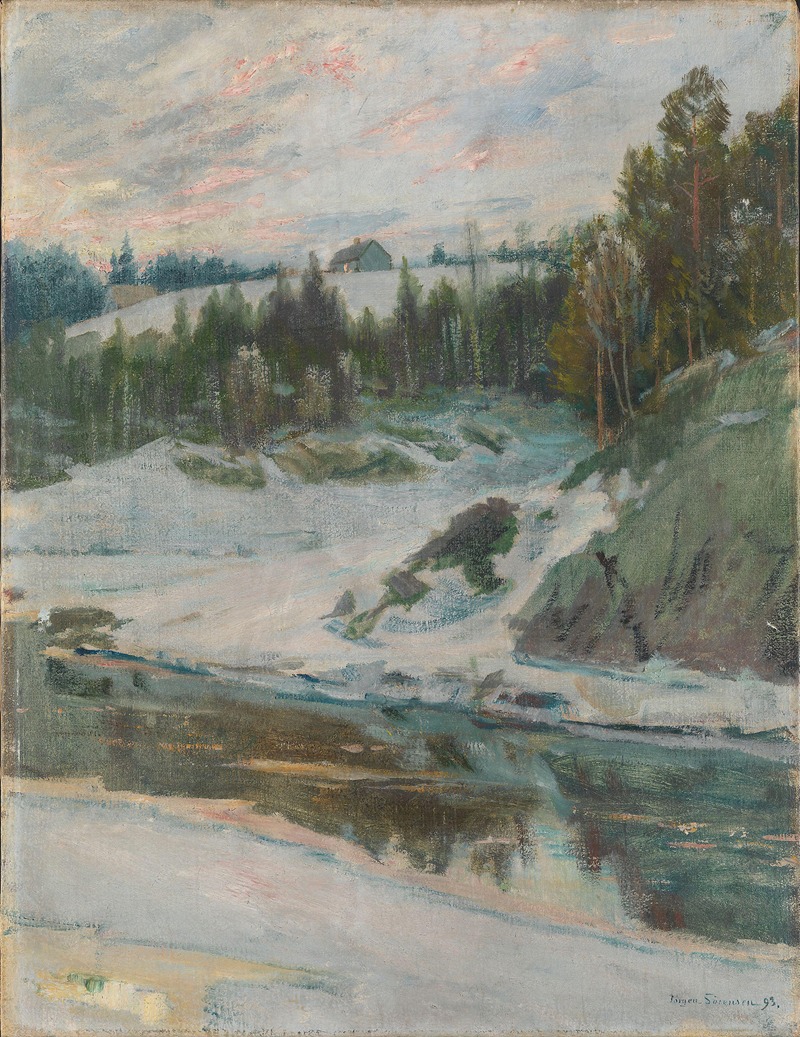 Jørgen Sørensen - Winterlandscape with River