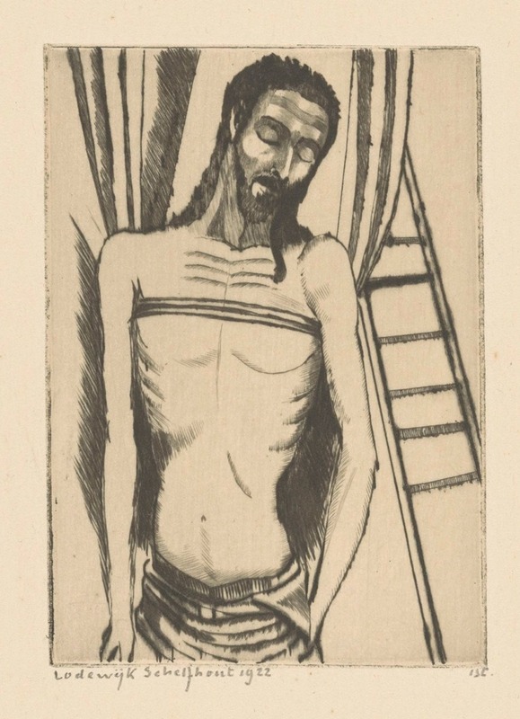 Lodewijk Schelfhout - Christus, hangend aan een doek