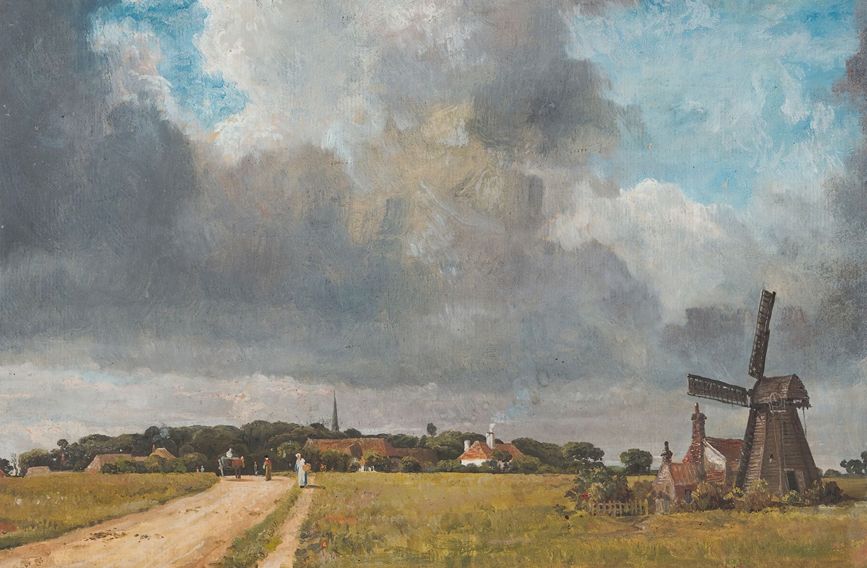 William Turner of Oxford - Landscape With Village And Windmill