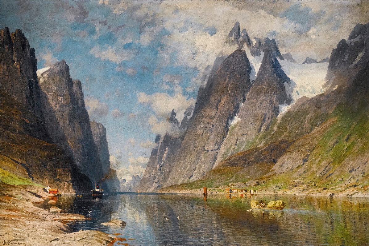 Adelsteen Normann - A Norwegian fjord (possibly the Sognefjord)