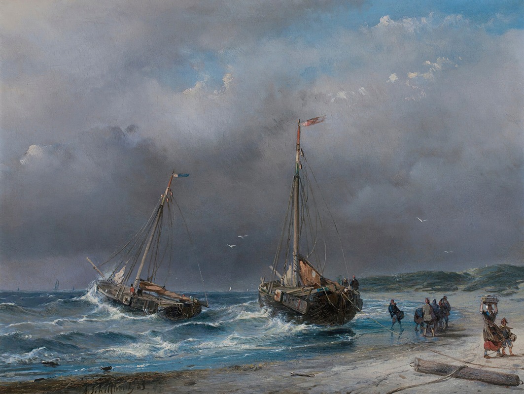 Andreas Schelfhout - Unloading the catch
