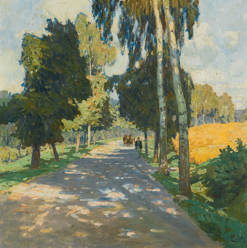 Carl Moll - Tree lined road in Bruntál
