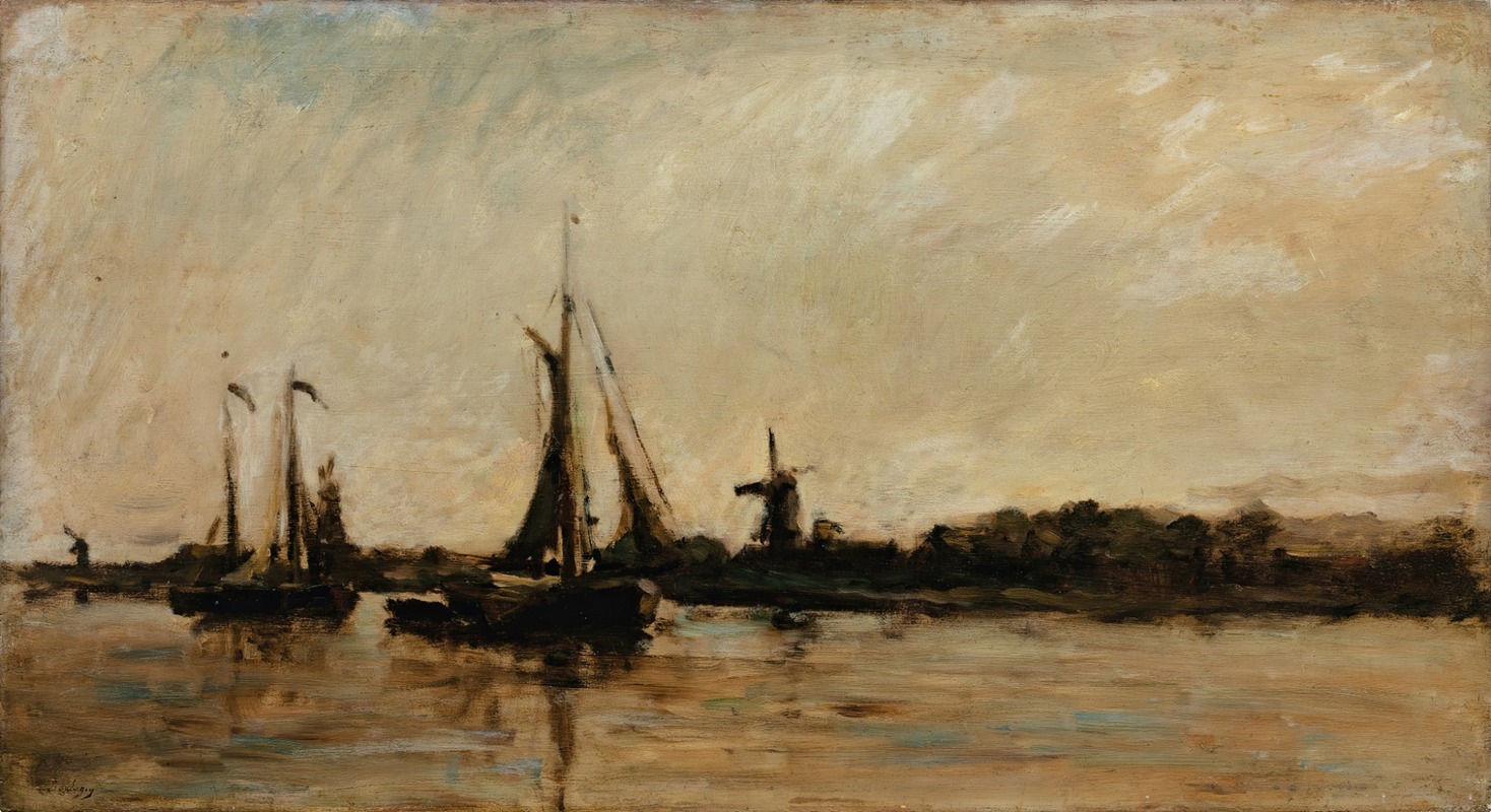 Charles François Daubigny - Landscape With A Canal In Holland