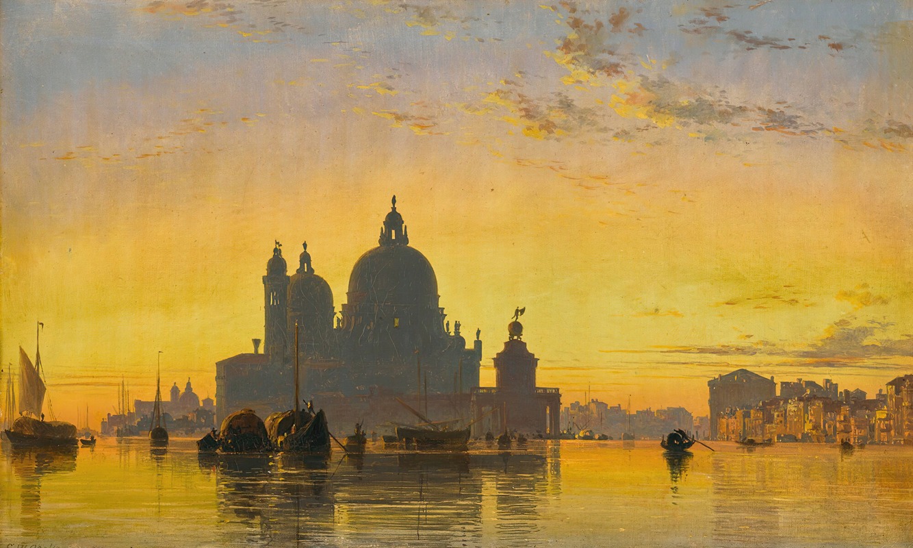 Edward William Cooke - Venice, Sunset Behind The Church Of Santa Maria Della Salute 