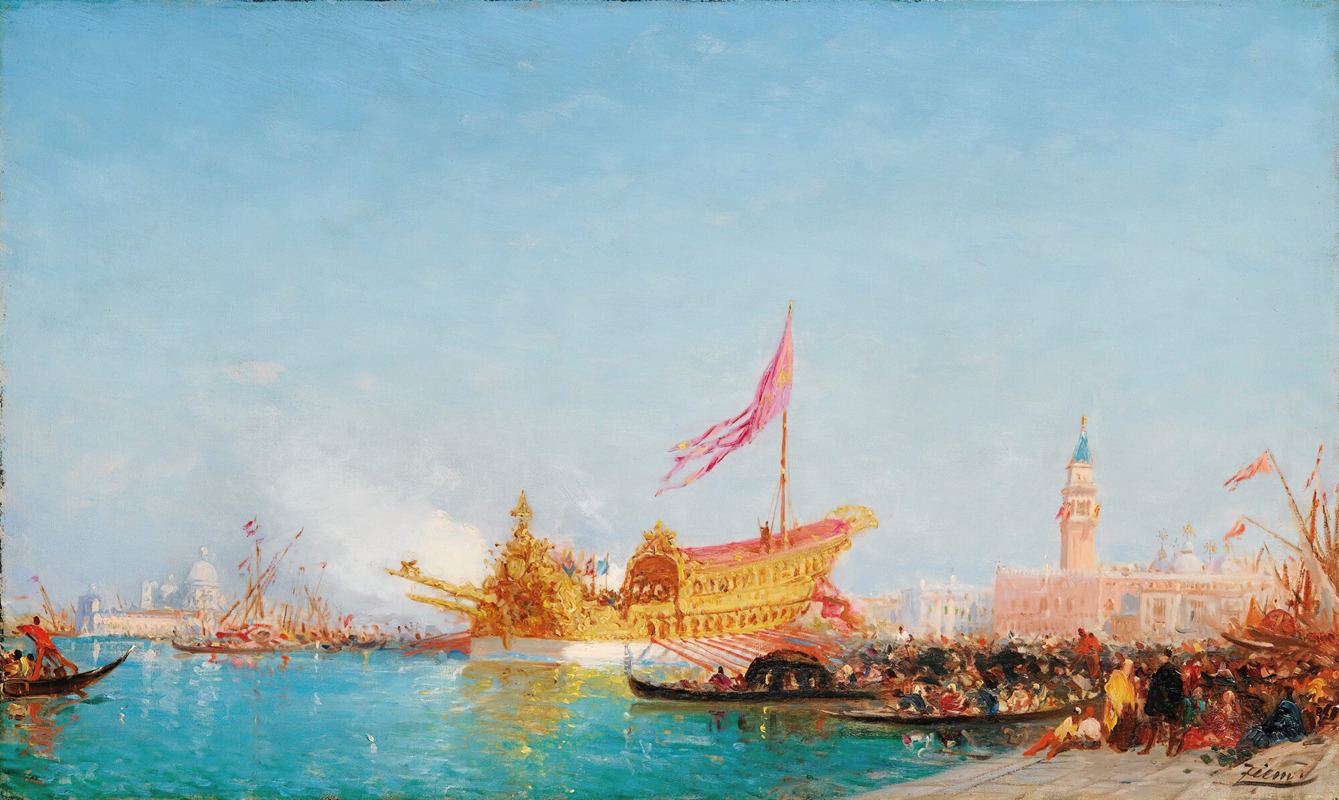 Félix Ziem - Le Bucentaure Vu Du Quai Des Esclavons, Venise