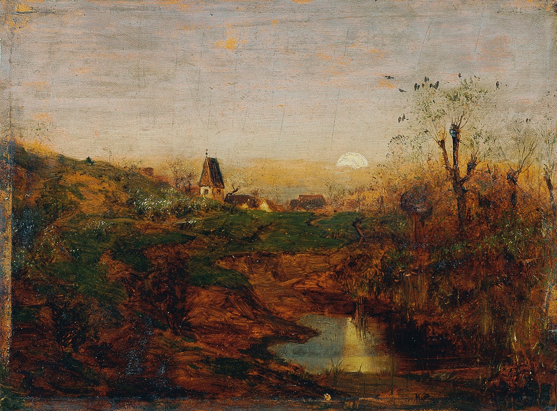 Franz Hoffmann von Fallersleben - Abenddämmerung in Moorlandschaft