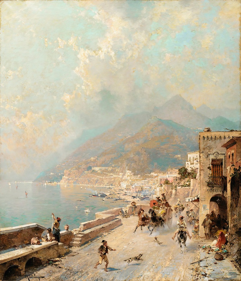 Franz Richard Unterberger - View Of Amalfi