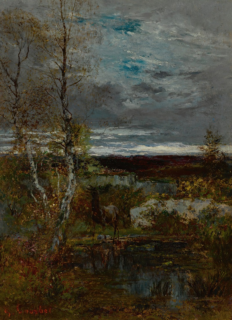Gustave Courbet - Cerf À La Mare (Fontainebleau)