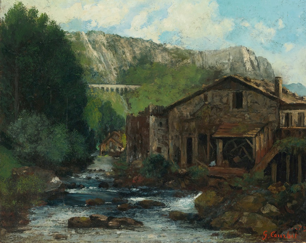 Gustave Courbet - A Mill In A Rocky Landscape