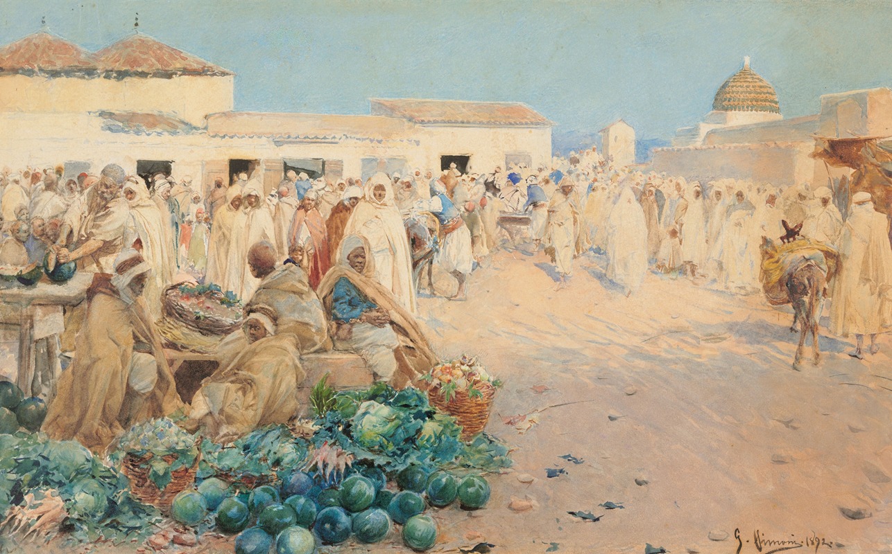 Gustavo Simoni - A busy market, North Africa