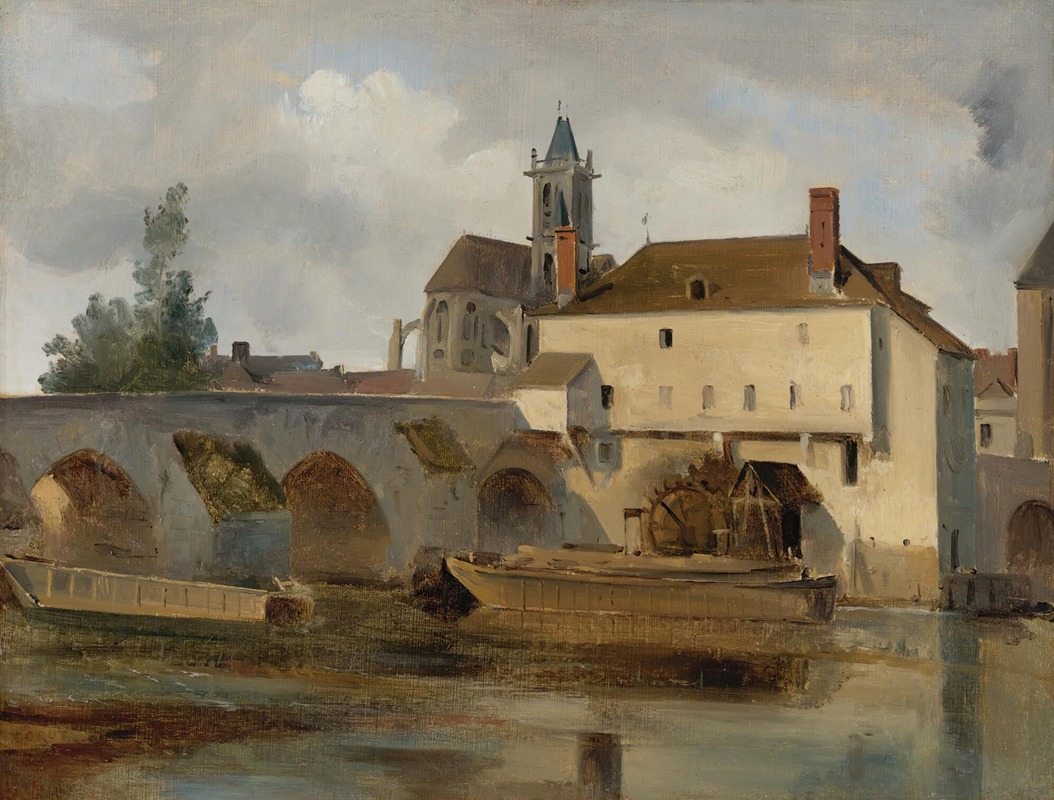 Jean-Baptiste-Camille Corot - Moret Sur Loing, Le Pont Et L’eglise