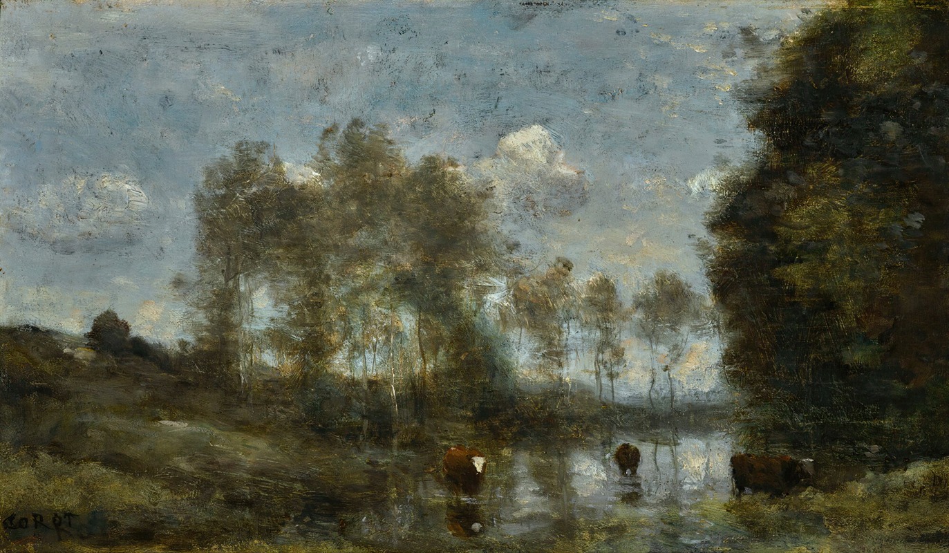 Jean-Baptiste-Camille Corot - Trois Vaches Dans Un Marais