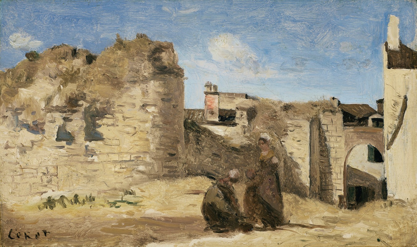 Jean-Baptiste-Camille Corot - La Rochelle – un coin de la cour de la commanderie
