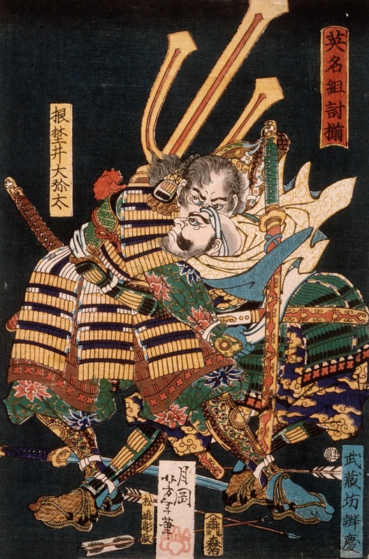 Tsukioka Yoshitoshi - Musashibō Benkei Fighting Nenoi Ōyata