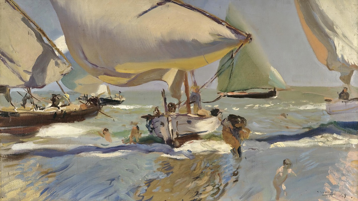 Joaquín Sorolla - Boats On The Shore
