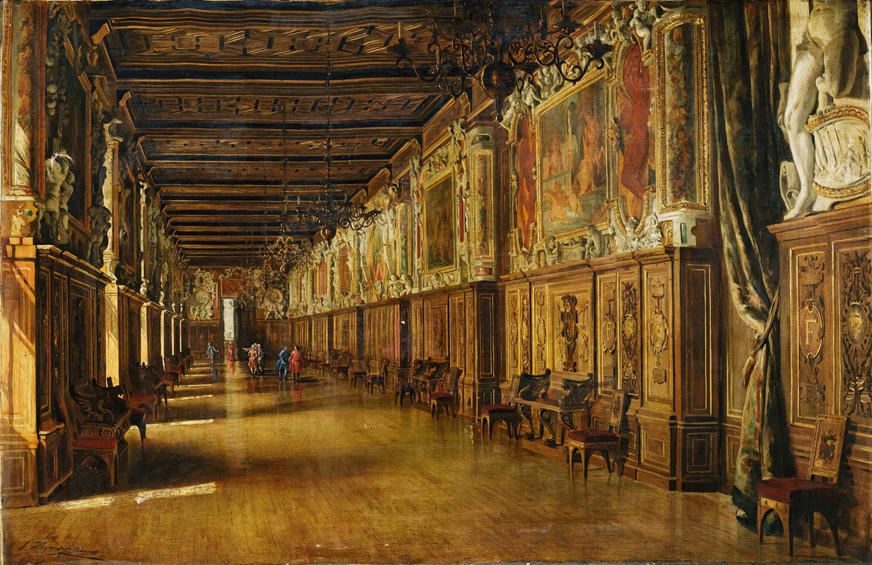 John Haynes Williams - The François Ier Gallery In The Fontainebleau Castle