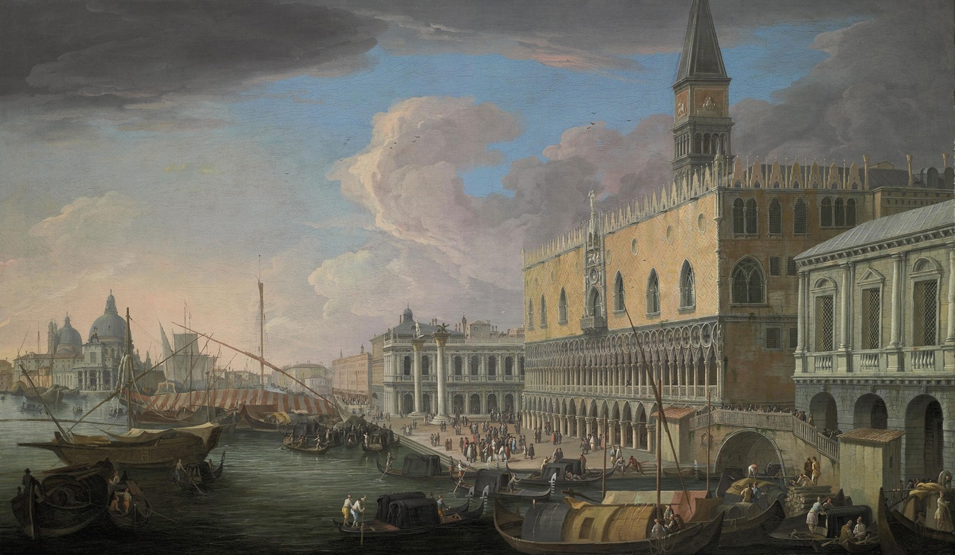 Luca Carlevarijs - View of the Molo, Venice, looking West
