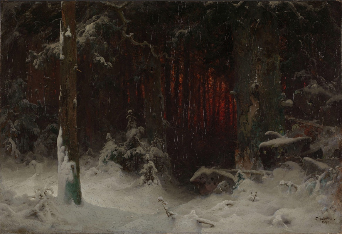 Ludvig Munthe - Wooded Landscape in Snow